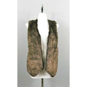 New Directions Women's Faux Fur Vest Cardigan, Size L, Brown, 100% Acrylic